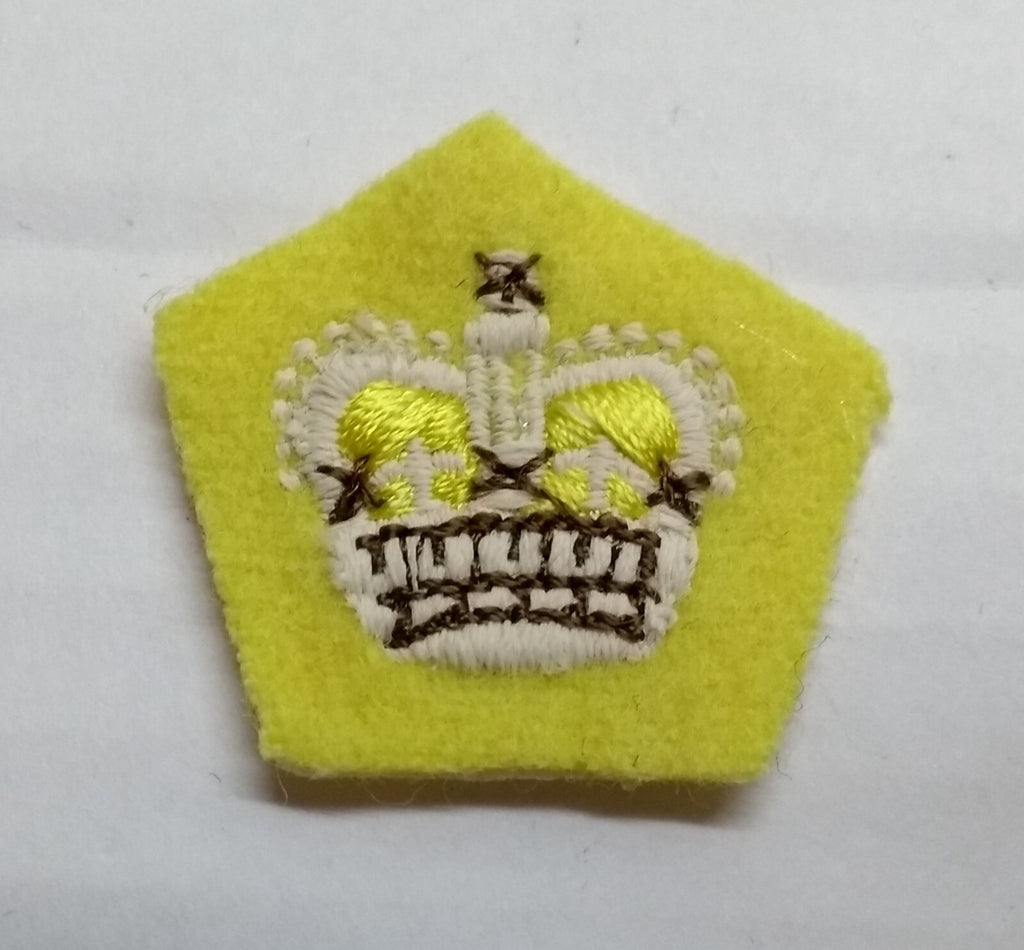 Primrose Rank Crown No1 WO 2 KRH Yellow British Army Embroidered Officer's Patch