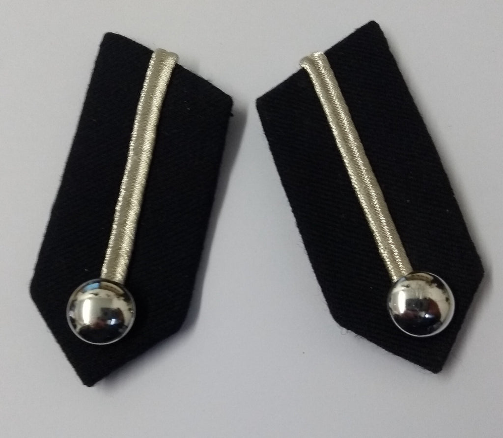 Uniform Gorgets Collar Tabs With Silver Braiding Plain Buttons Press-stud Backs