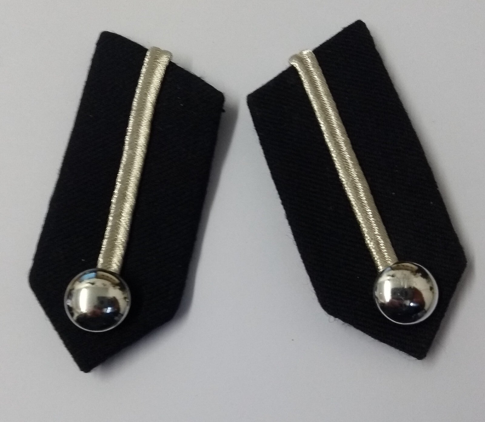 Uniform Gorgets Collar Tabs With Silver Braiding Plain Buttons Press-stud Backs