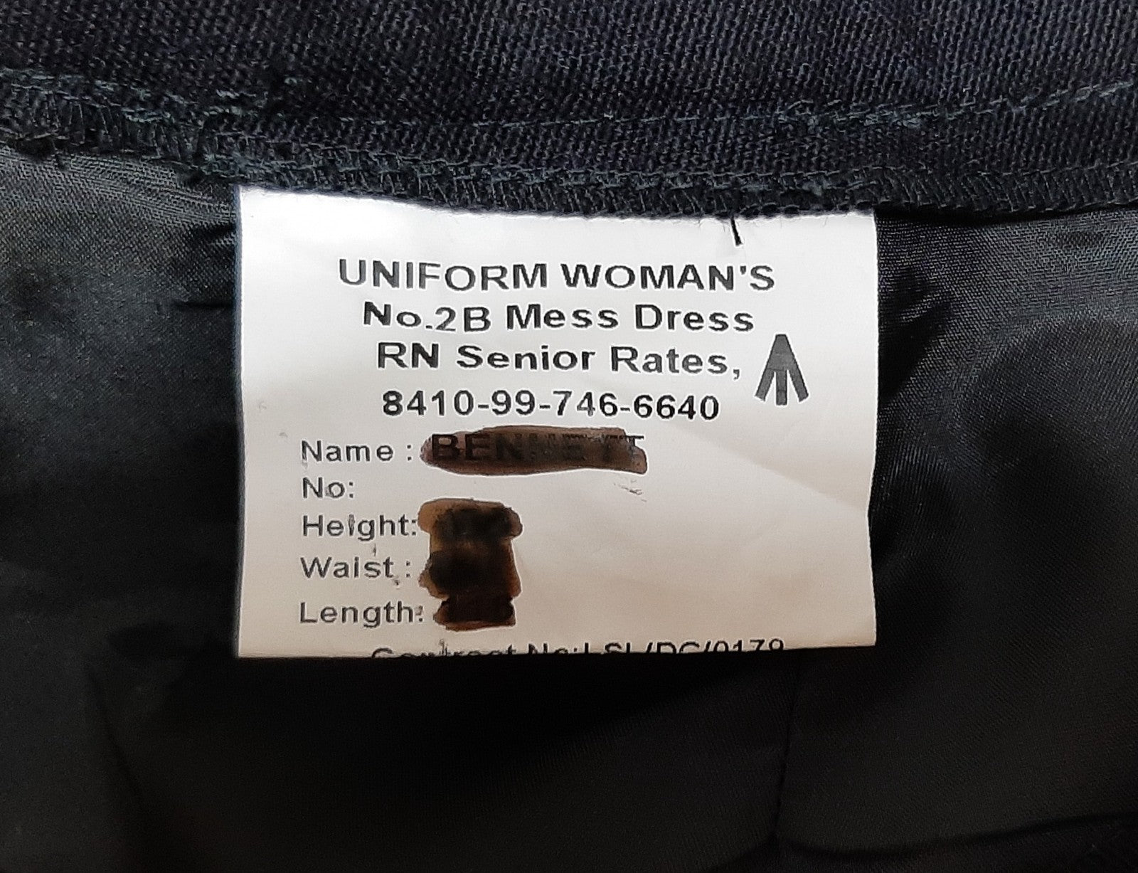 Skirt No.2B RN Long Navy Mess Dress Naval Senior Rates No 2B  Waist 27"