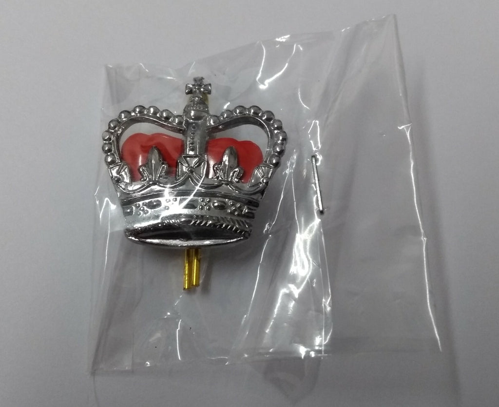 St Edwards Chrome Rank Crown With Red Backing 1.1" Made in England