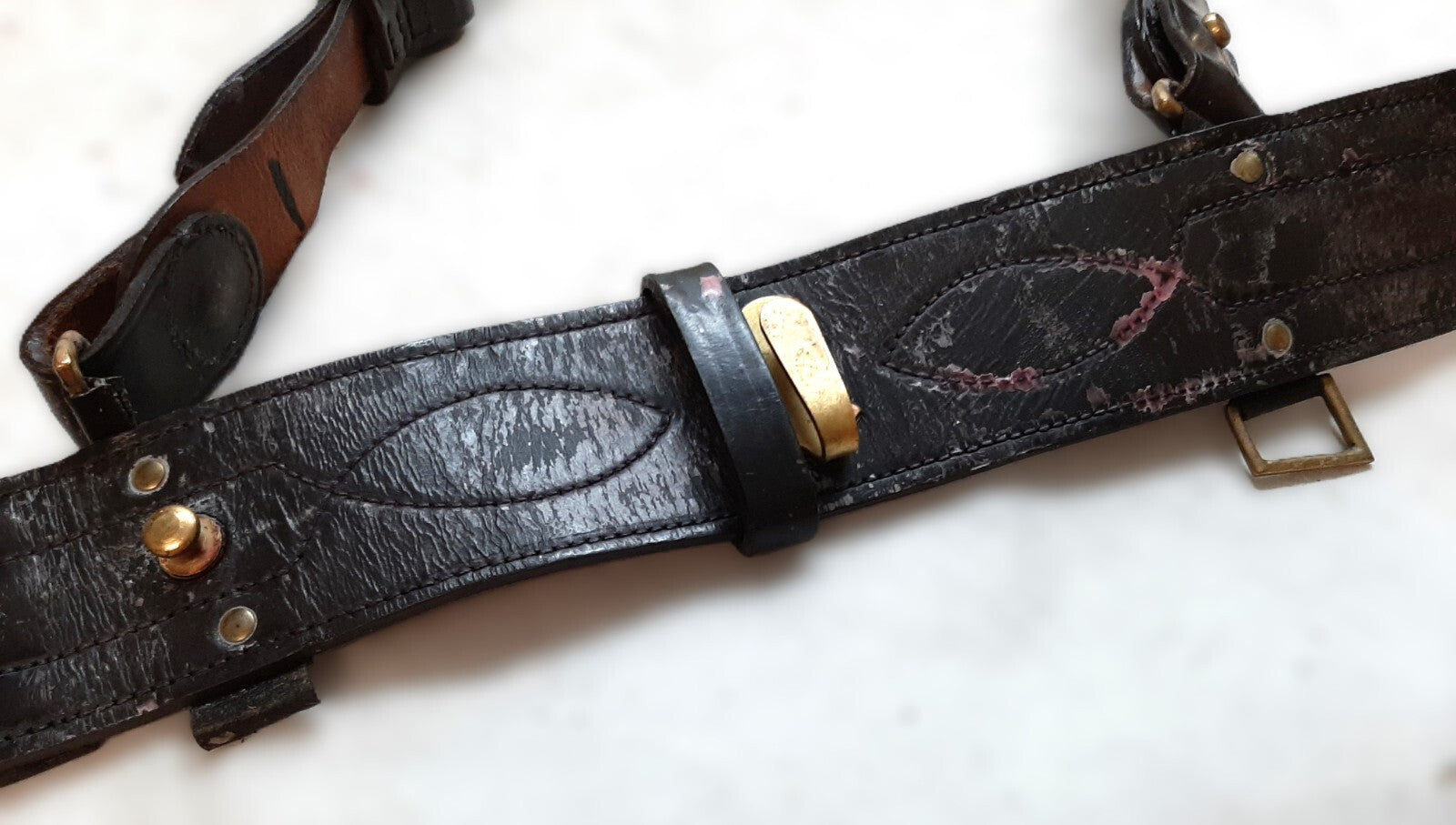 Sam Browne British Waist Belt & Cross Strap Size 3 32"-36"