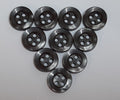Buttons 10 Vintage 4 Hole for Dress Shirts Pearlesque Black / Grey 10.7mm NOS