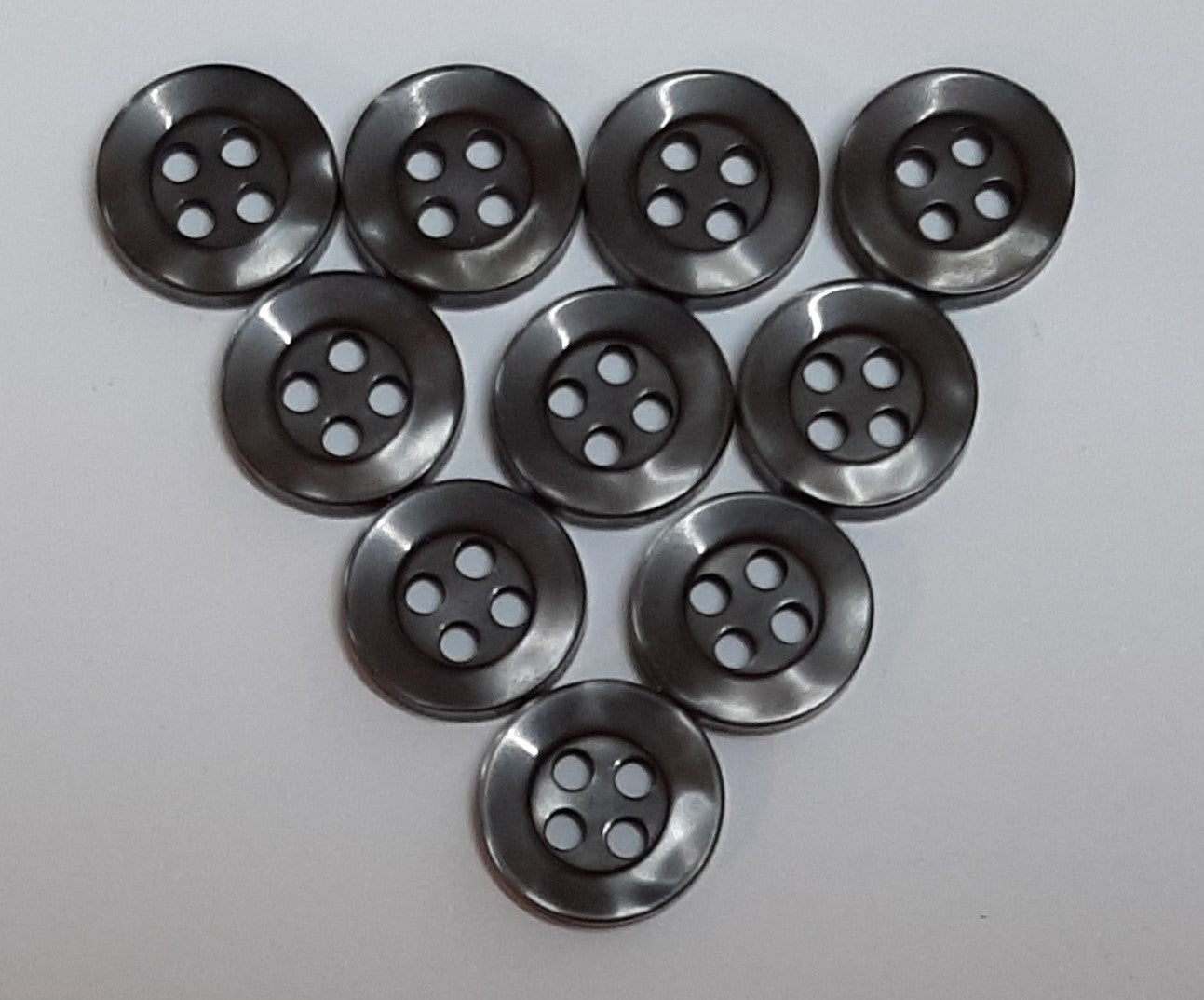 Buttons 10 Vintage 4 Hole for Dress Shirts Pearlesque Black / Grey 10.7mm NOS