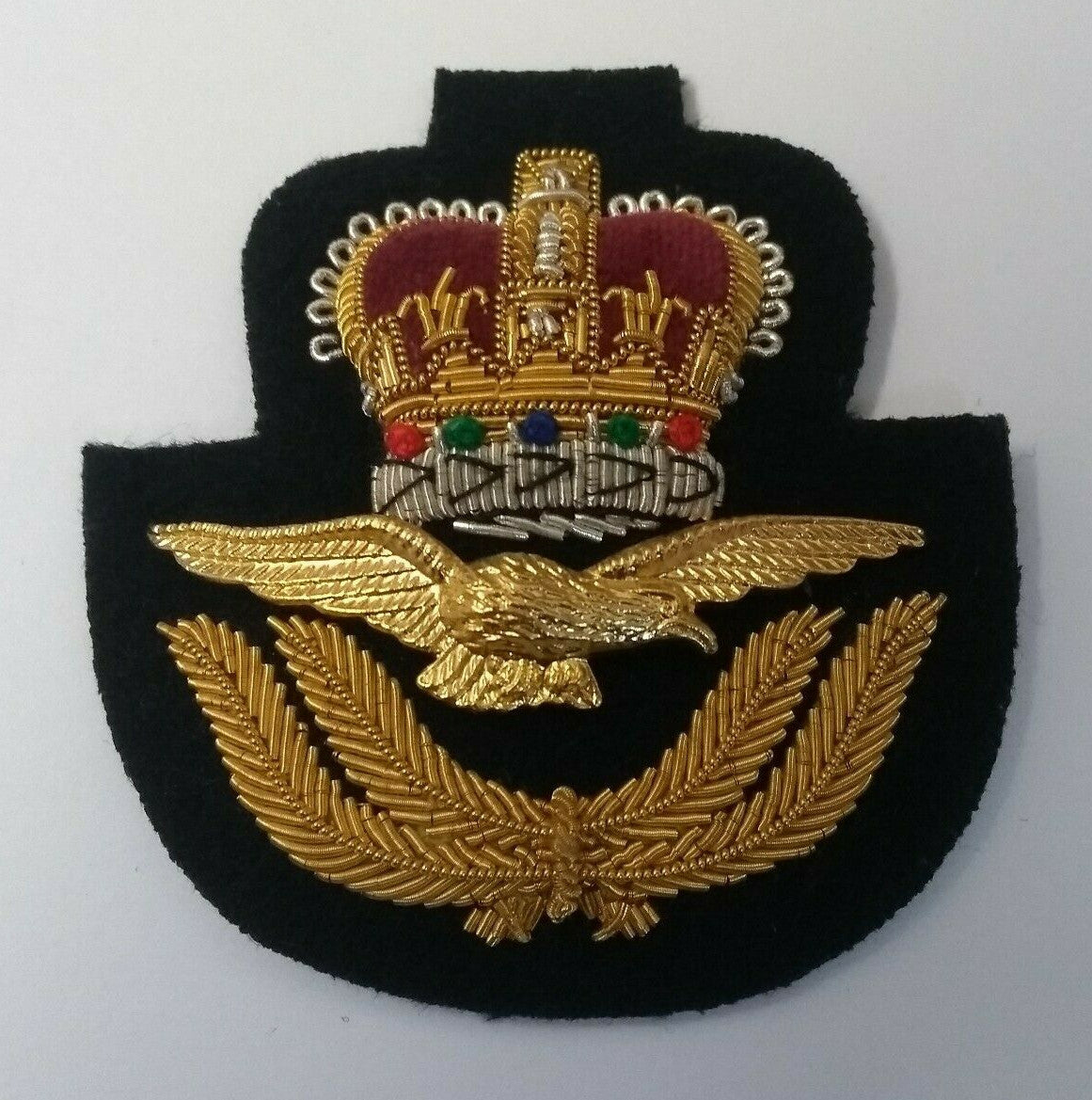 RAF Royal Air Force Hat Badge Braided OFC Queens Crown Service Dress Headwear - NEW