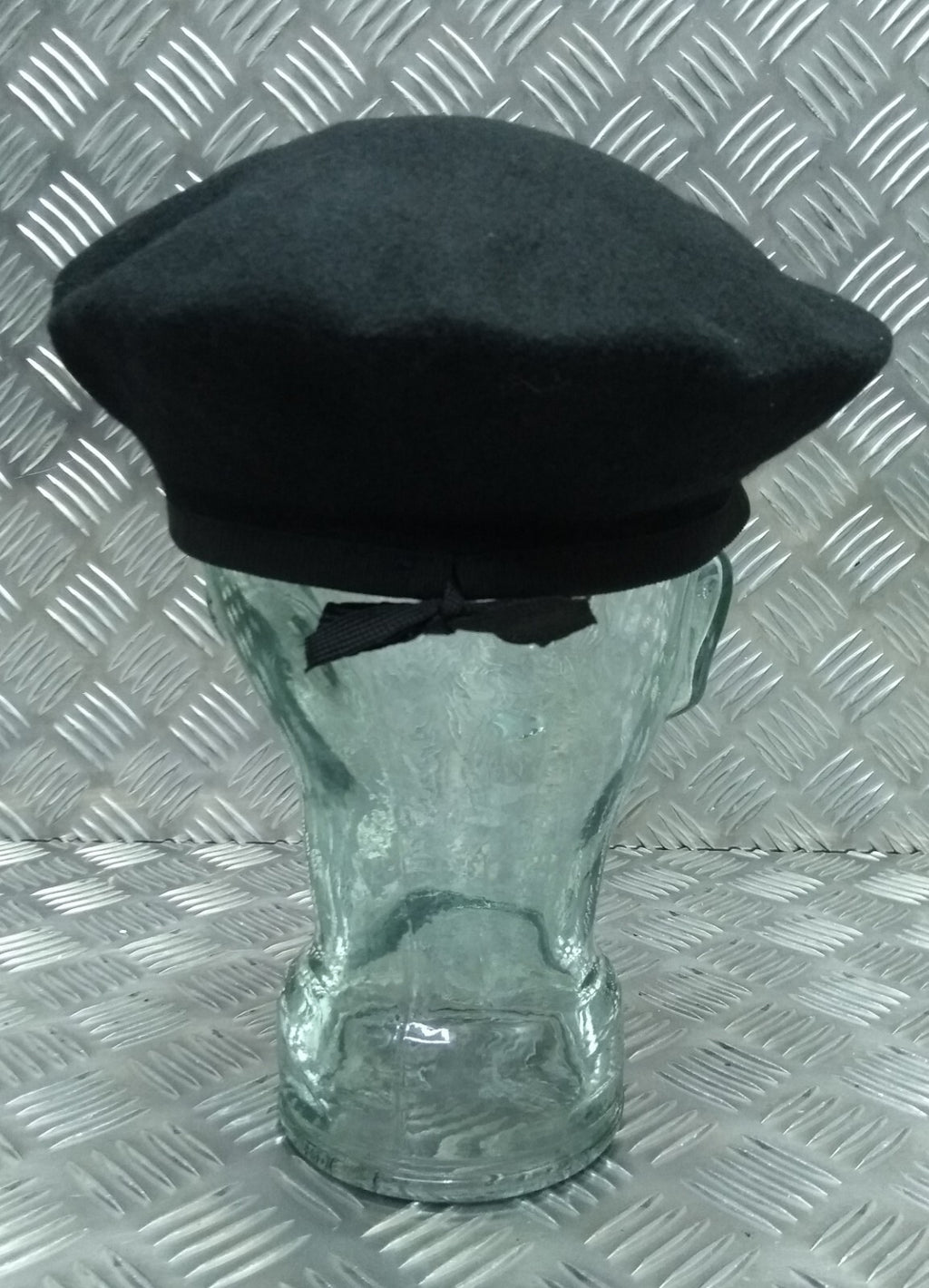 Vintage Black Beret Hobson of England Lined Wool Uniform Cap Sz 7 New Old Stock