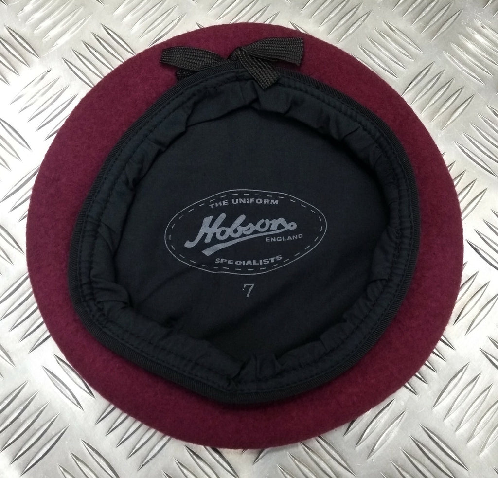 Hobson of London Style Maroon Lined Wool Beret