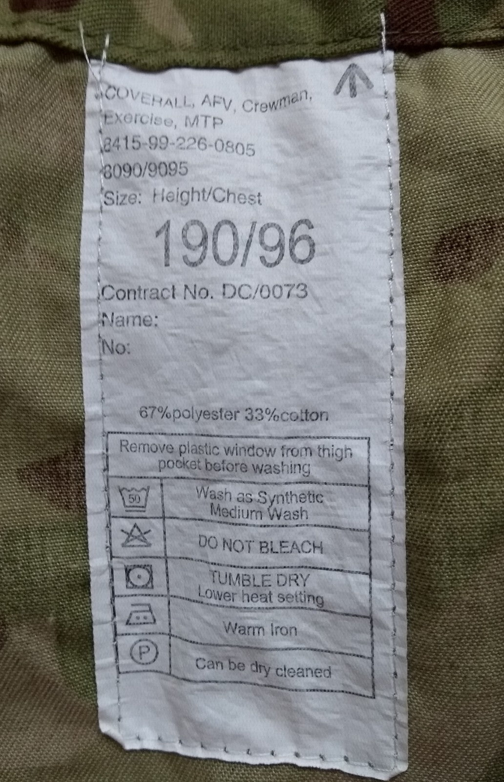 MTP Tank Suit AFV Coverall Crewman British Multi Terrain Pattern 190/96cm
