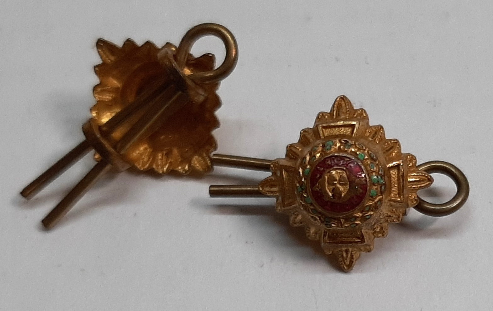 Army Rank Pips Gold with Coloured Tops 1/2 Inch British Officers Insignia Qty 2