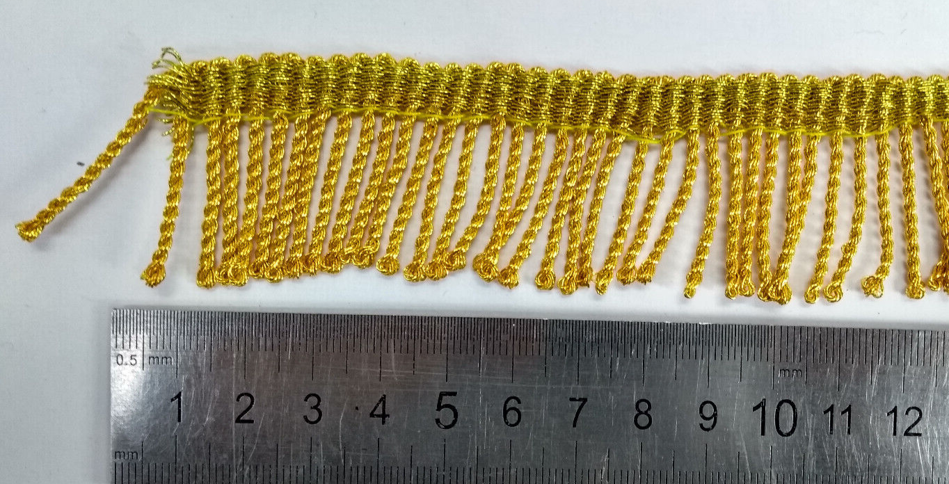 Gold Mylar Thread Fringe 28mm Drop / Epaulette Fringe