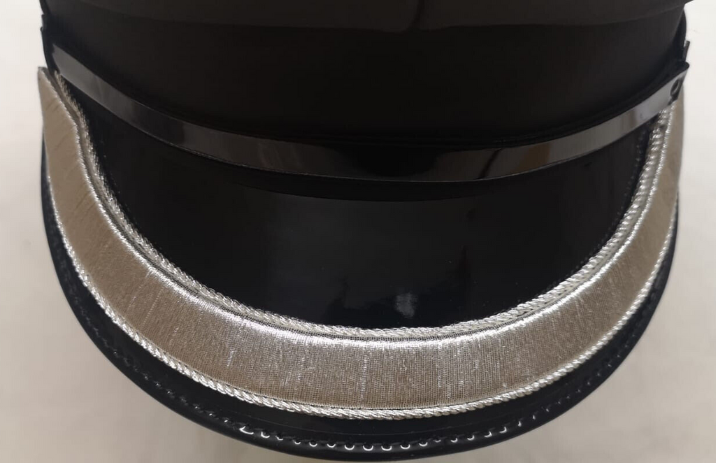 Officers Style Black Peaked Cap Hat with Chin Strap Fancy Dress Size 54cm