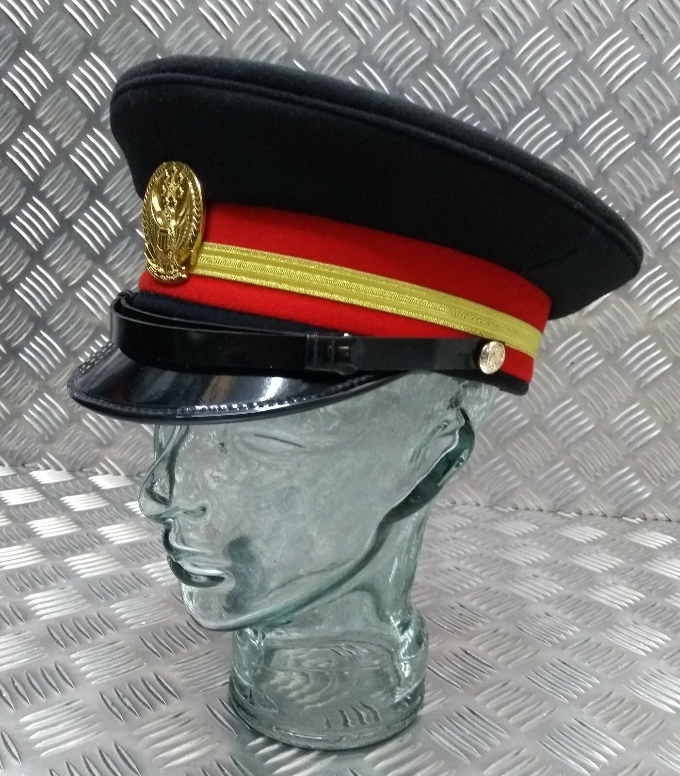 Abu Dhabi Hat UAE Insignia Buttons & Black Chinstrap Complete Officers Hat 56cm