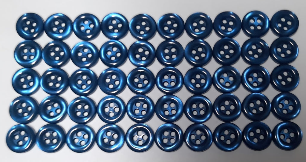 50 Vintage Buttons 4 Hole Shirt / Shank Anchors Pearlesque Blue 10.2mm NOS