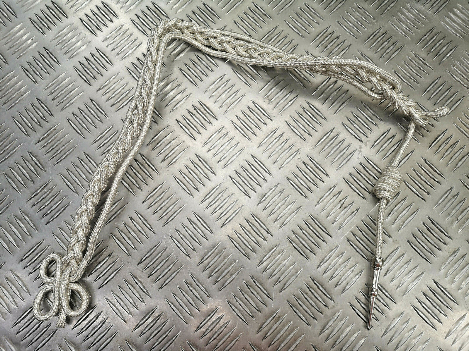 Ceremonial Aiguillette / Lanyard Metallic Silver with Chrome Tip NEW