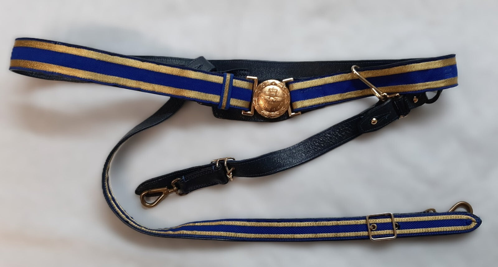 RAF Royal Air Force Ceremonial Belt PER ARDUA AD ASTRA Buckle With Slings 44"