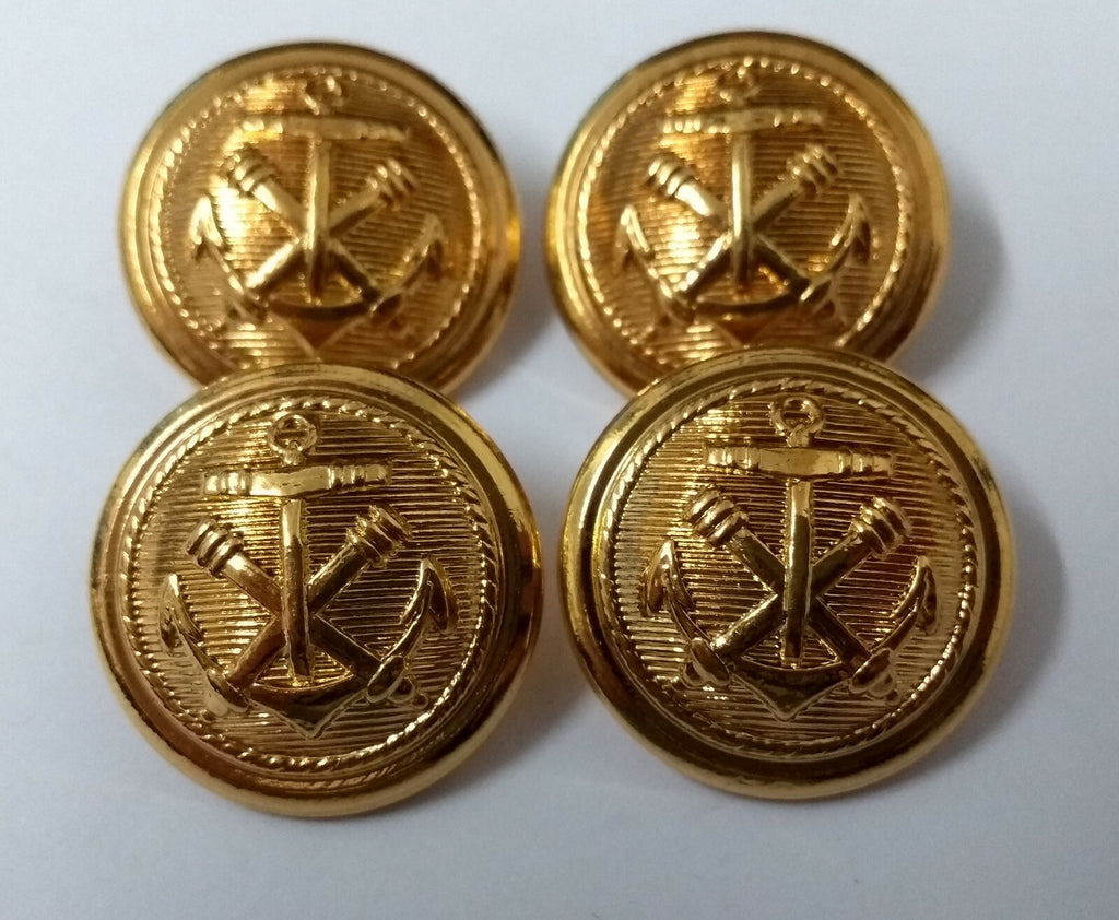 Genuine Naval Artillery Anchor & Cannon Insignia Shank Buttons X6 ASBT225