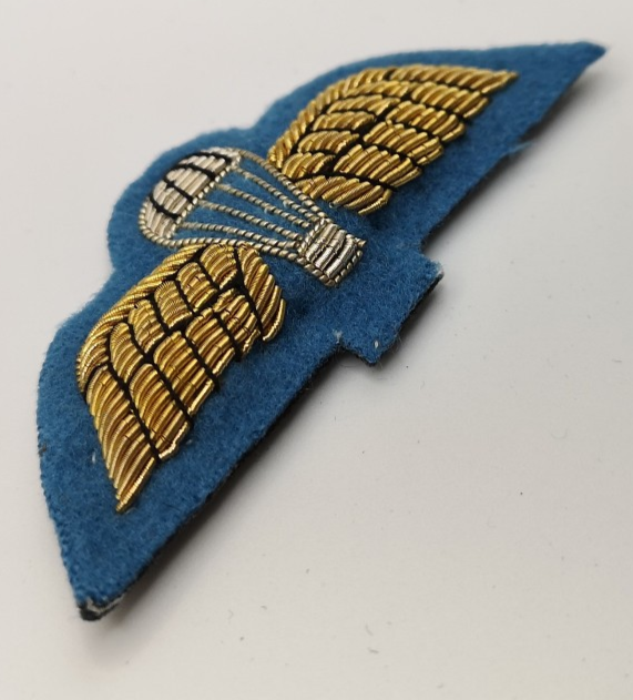 Parachutist Wings Badge British Embroidered Gold on Light Blue