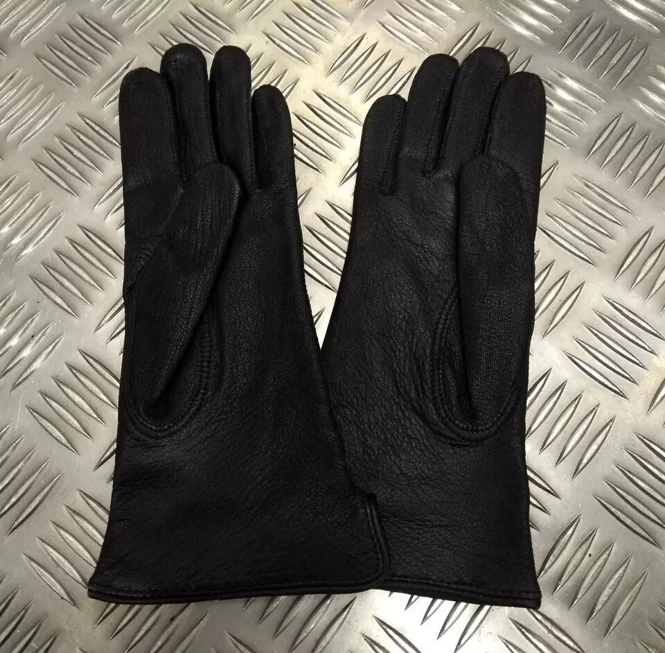 Style Officers Black Leather Lined 3 Dart Parade Gloves Size 8¾