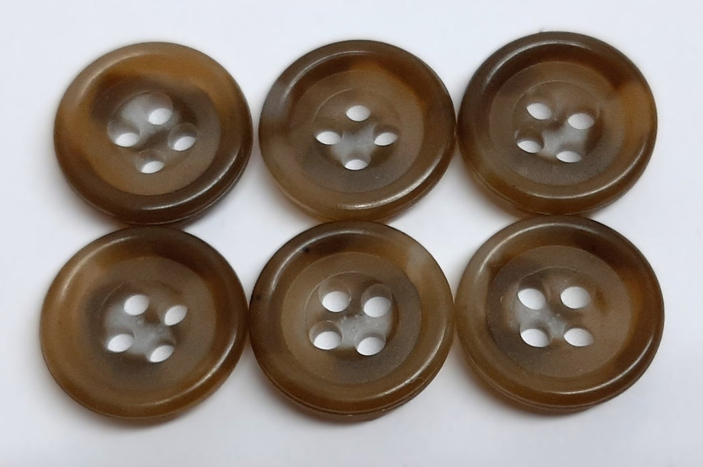 Vintage Army Buttons Old Pattern British Mottled Brown 4 Hole Size 14.4mm