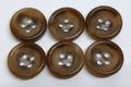Vintage Army Buttons Old Pattern British Mottled Brown 4 Hole Size 14.4mm