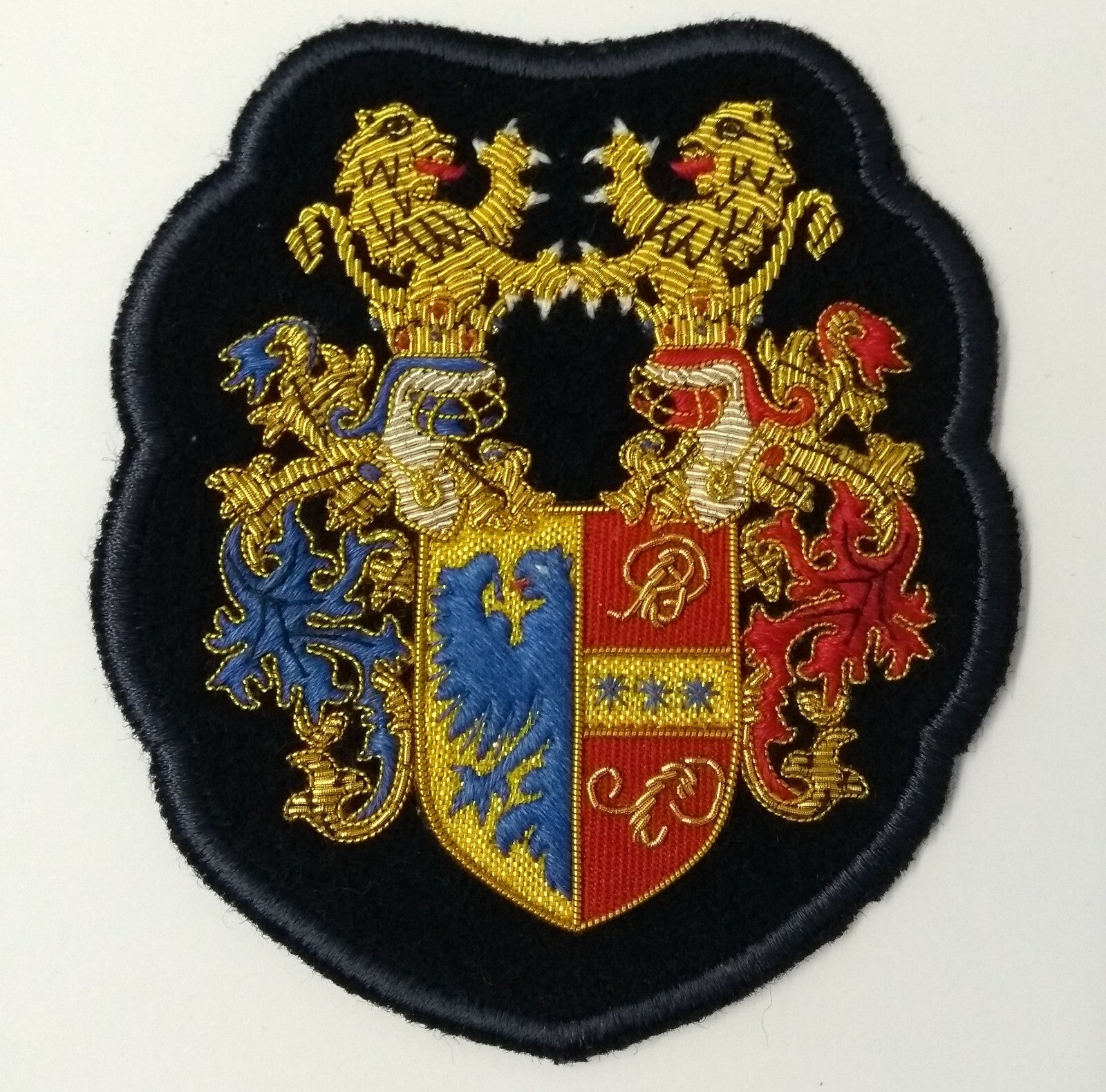 British Made Large Gold Wire Embroidered Coat of Arms Insignia Badge