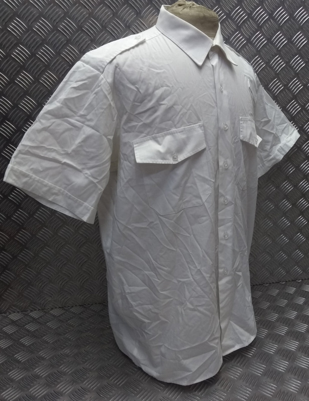 OPG White Uniform Shirt Short Sleeve With Epaulettes Collar 17.5"
