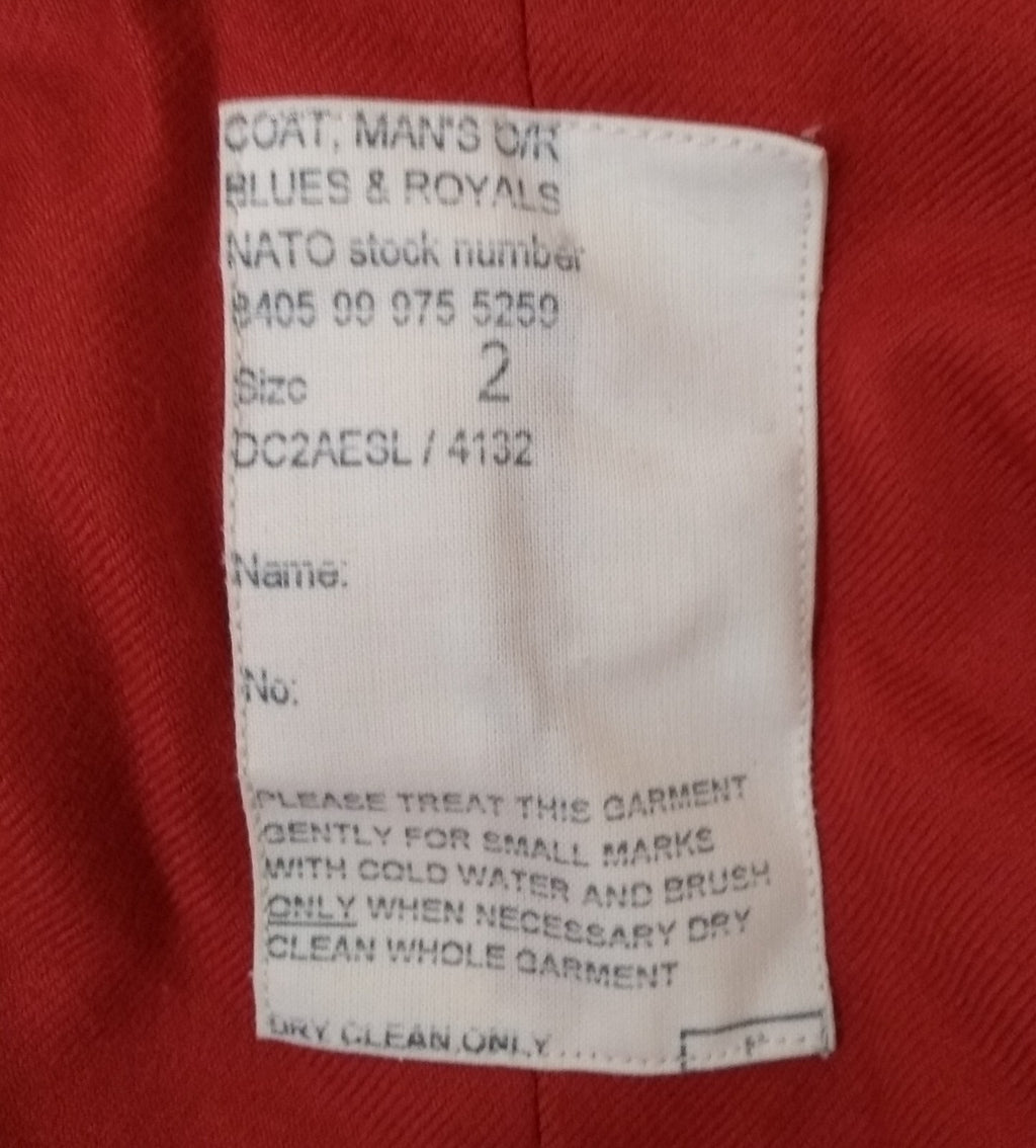 Blues & Royals H Cav RHG Wool Parade Coat Other Ranks Red Collar No Buttons S2