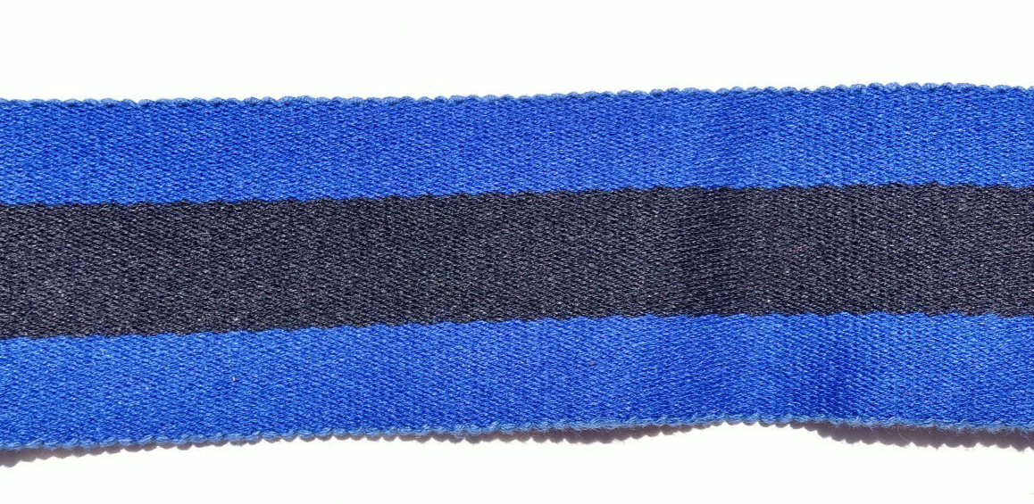 Blue Black Blue 64mm Stable Belt Material Genuine British Made / Sold by 50cm
