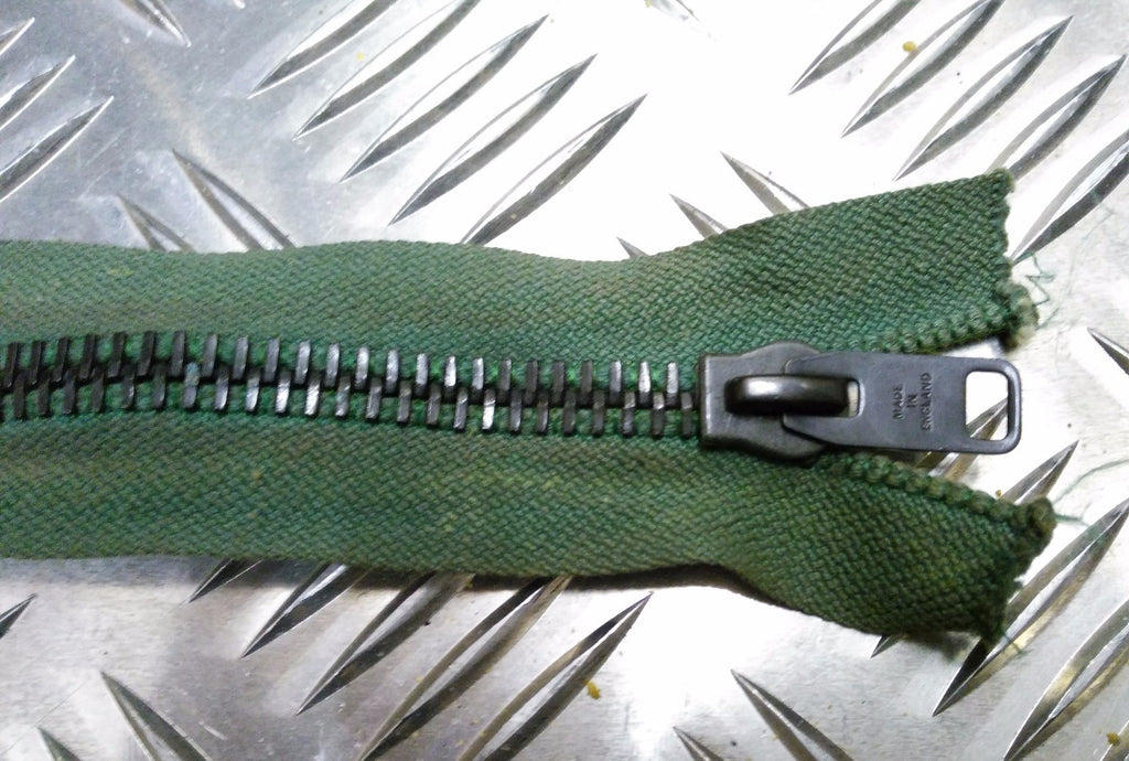 Genuine British 9" Dual Head Green Metal Zip / Zipper Heavy Duty