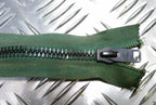Genuine British 9" Dual Head Green Metal Zip / Zipper Heavy Duty