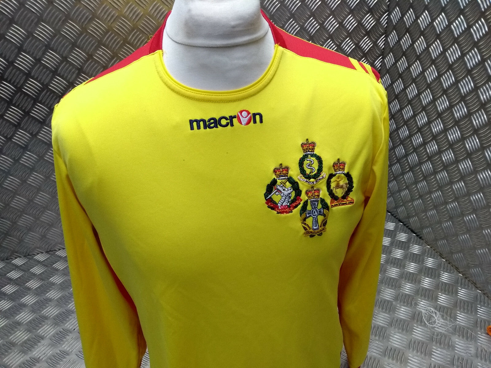 British Army Sport Shirt RAMC QARANC RADV RADC Macron Yellow Long Sleeve with Numbers
