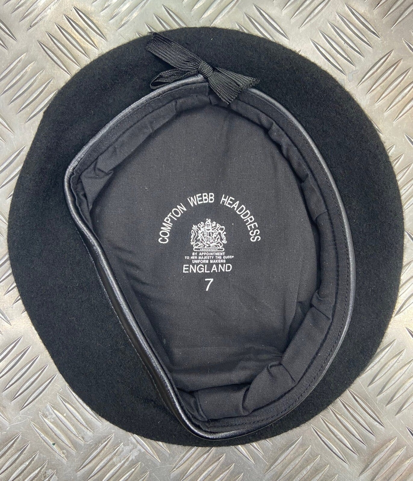 Genuine Compton Webb England Issue Black Lined Wool Uniform Beret 7 1/8