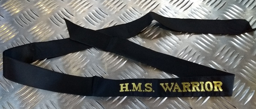 British Navy H.M.S HMS Cap Tally Ribbons for Pork Pie Style Hat - NEW