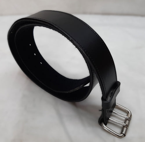 2" Utility Belt Full Grain Lined Leather Nickel Plated Double Prong Buckle