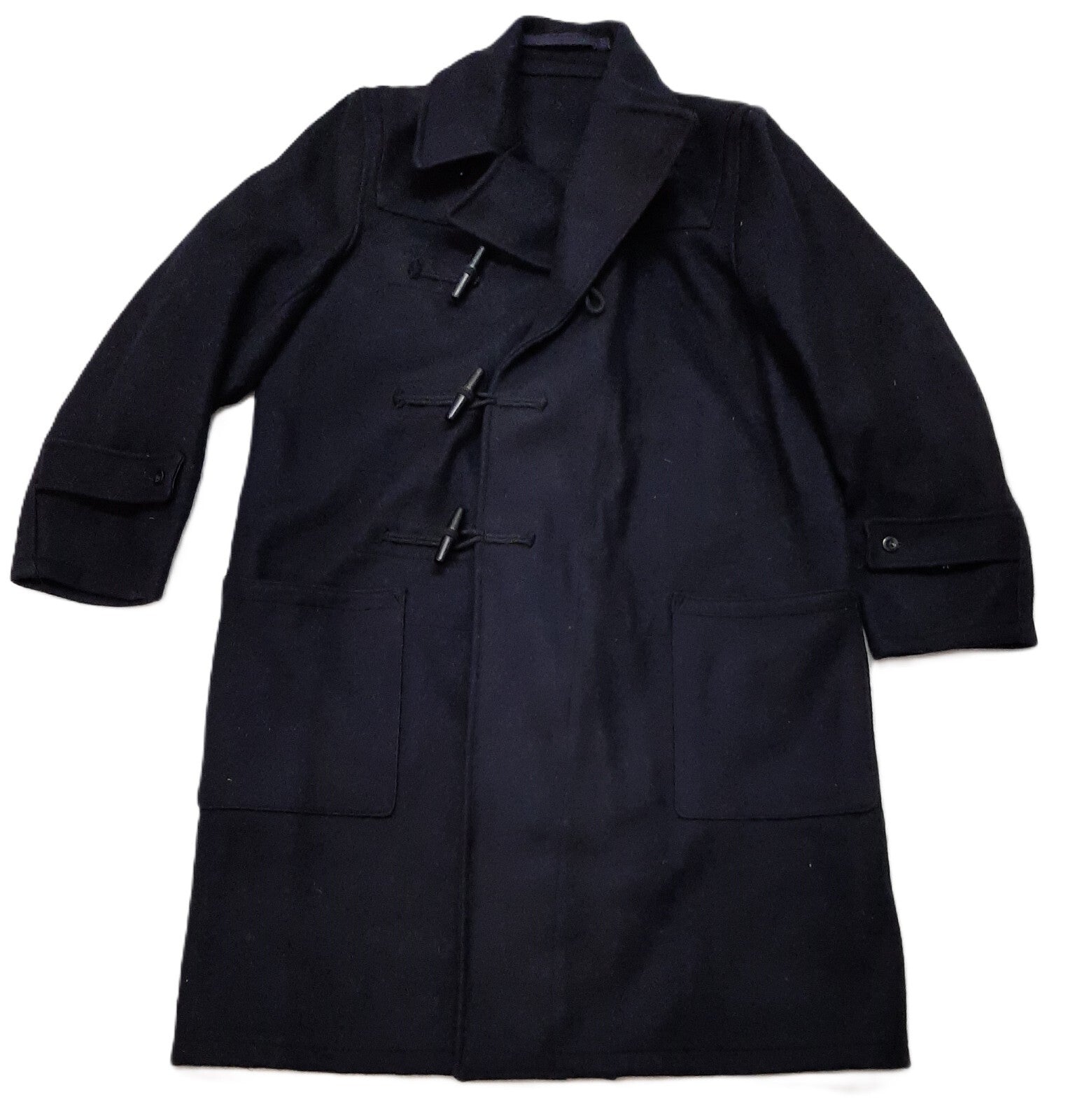 Vintage Duffel Overcoat British Made Naval Wool Coat With Toggle Closure Size 5