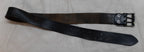 Vintage Leather Belt Solid Brass Double Prong Painted Buckle 1 3/4 Wide Size 38"