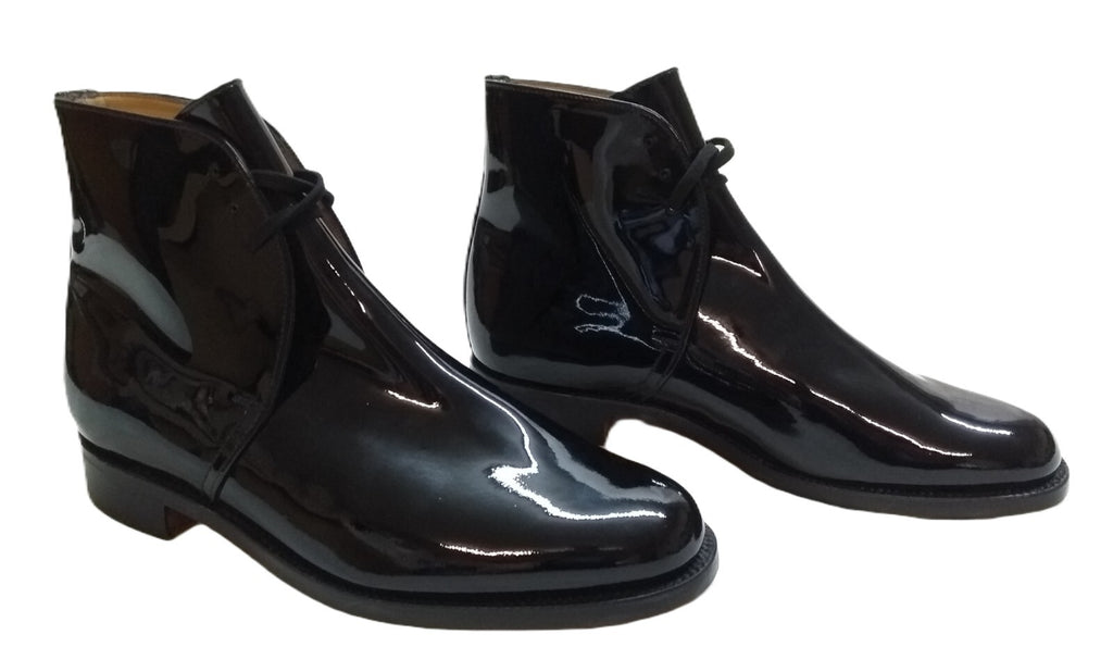 Sanders George Boots Officers Black Patent No Spur Box Housing Size 6
