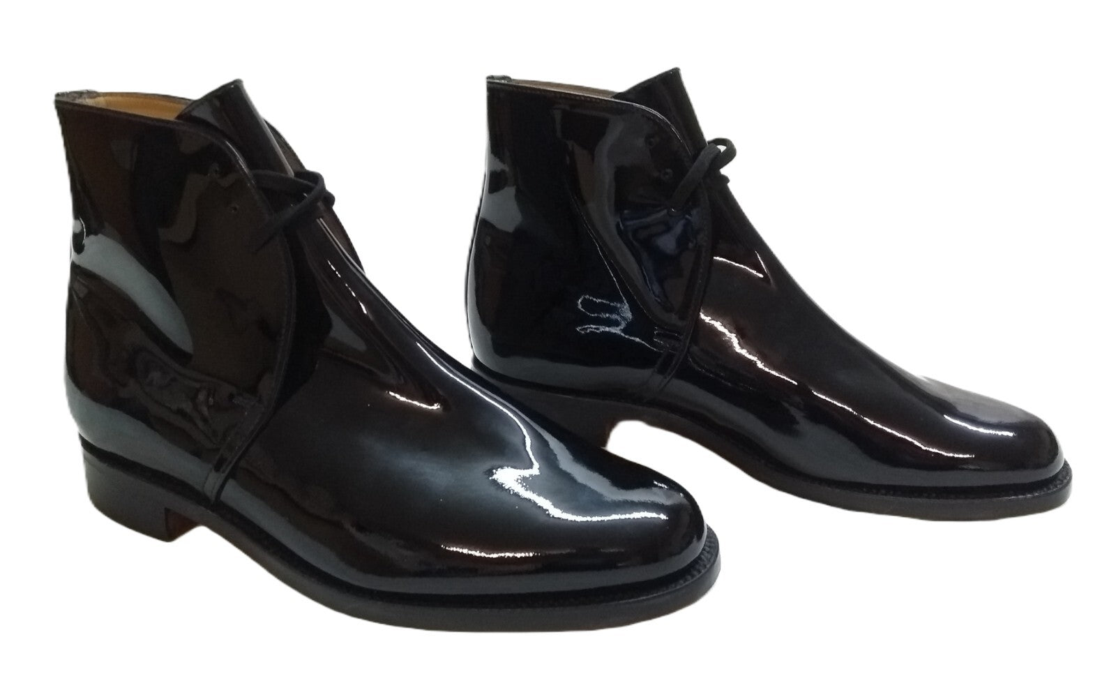 Sanders George Boots Officers Black Patent No Spur Box Housing Size 6