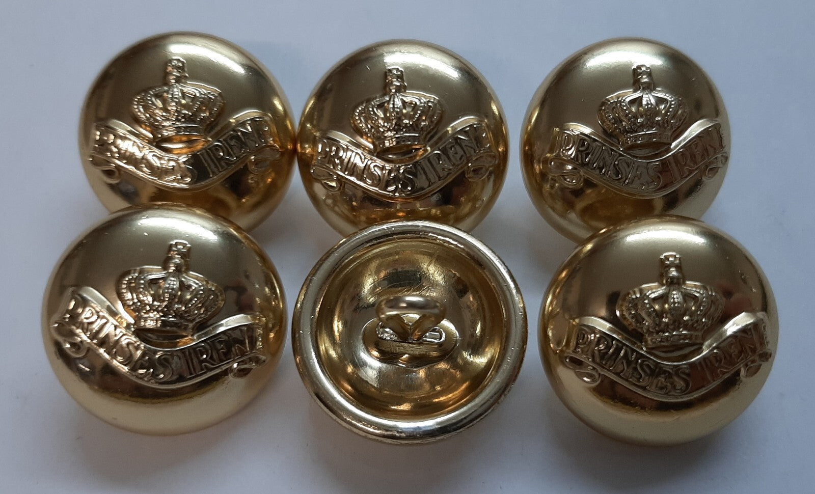 Princess Irene Fusiliers Guards Regiment Crown Insignia High Sheen Buttons NOS