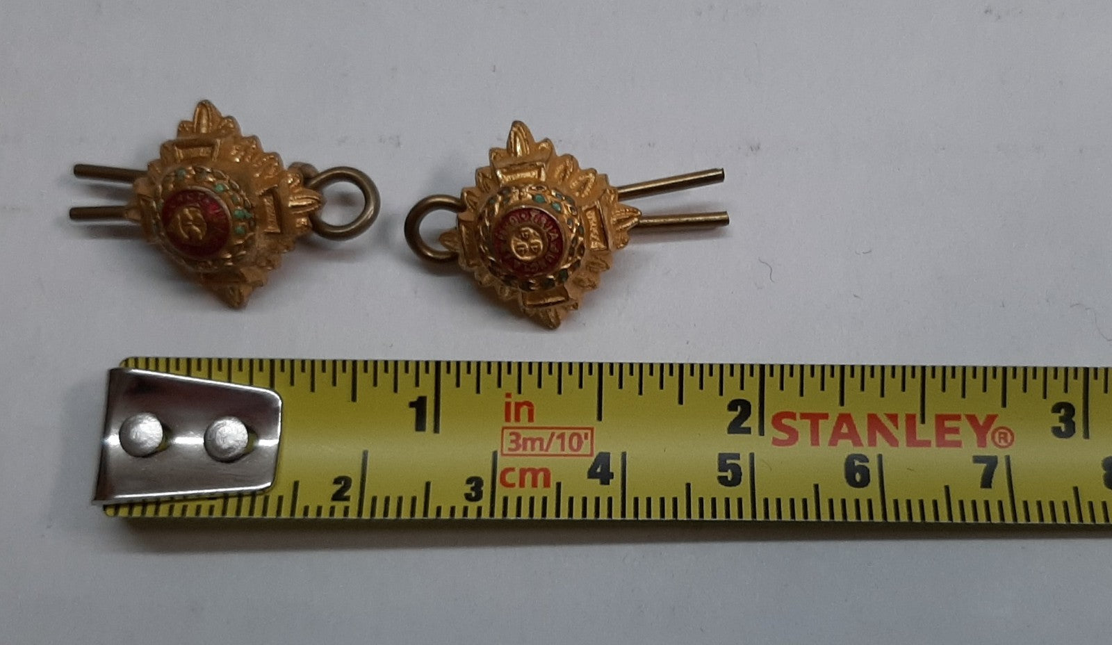 Army Rank Pips Gold with Coloured Tops 1/2 Inch British Officers Insignia Qty 2