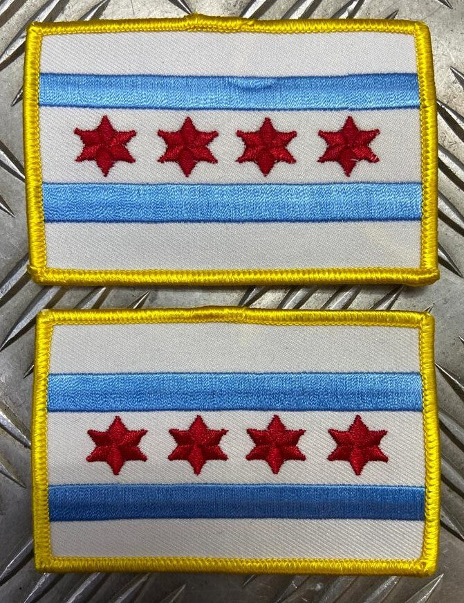 US USA Chicago City Flag Sew-on American patch 4 star 2 bar x 2 - NEW