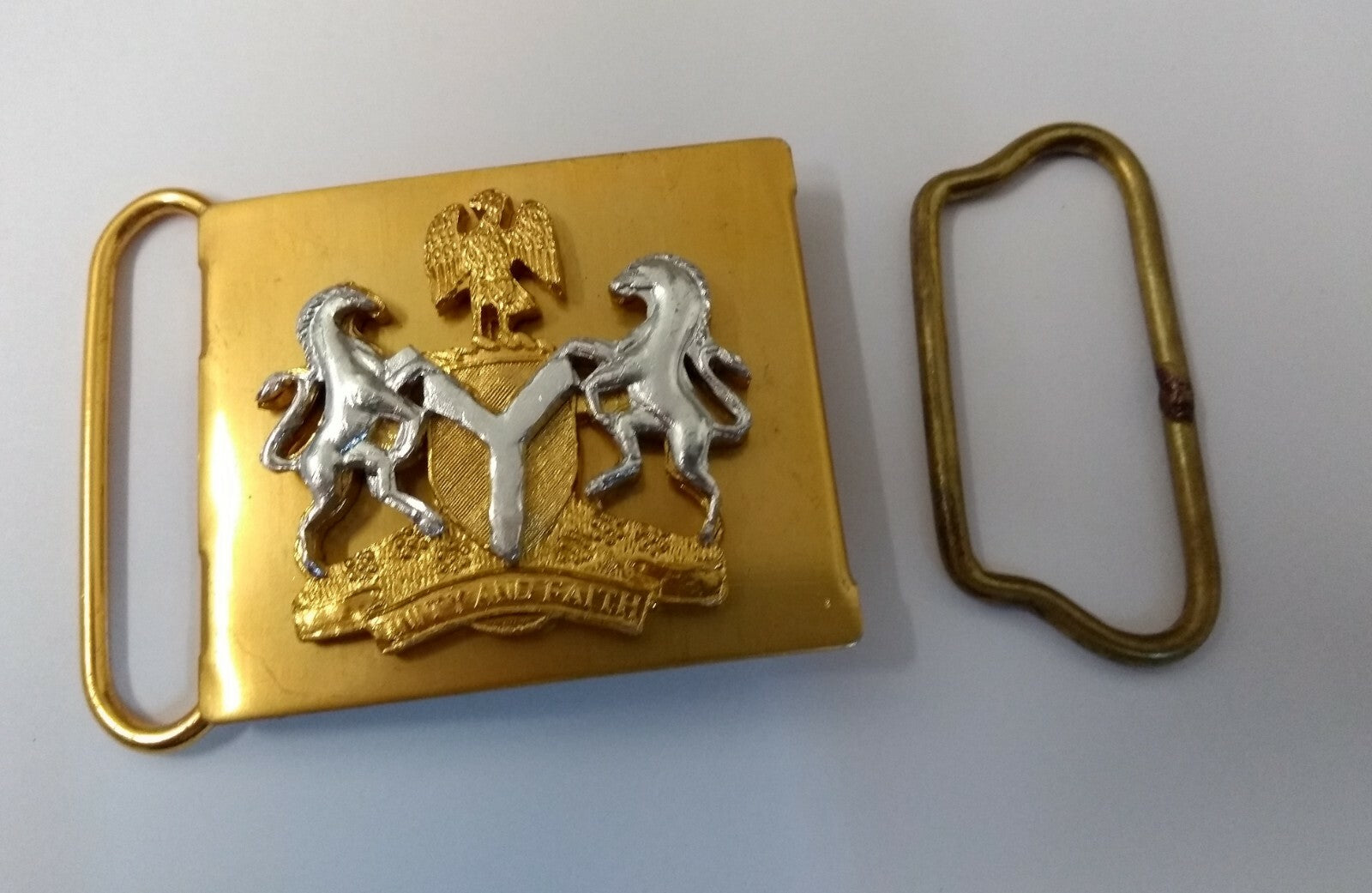 Genuine Nigerian Coat of Arms Insignia Belt Buckle And Fitting NEW