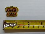 Army Crowns Gold With Crimson Padding Hand Embroidered H/E Insignia 7/8" 1 Pair