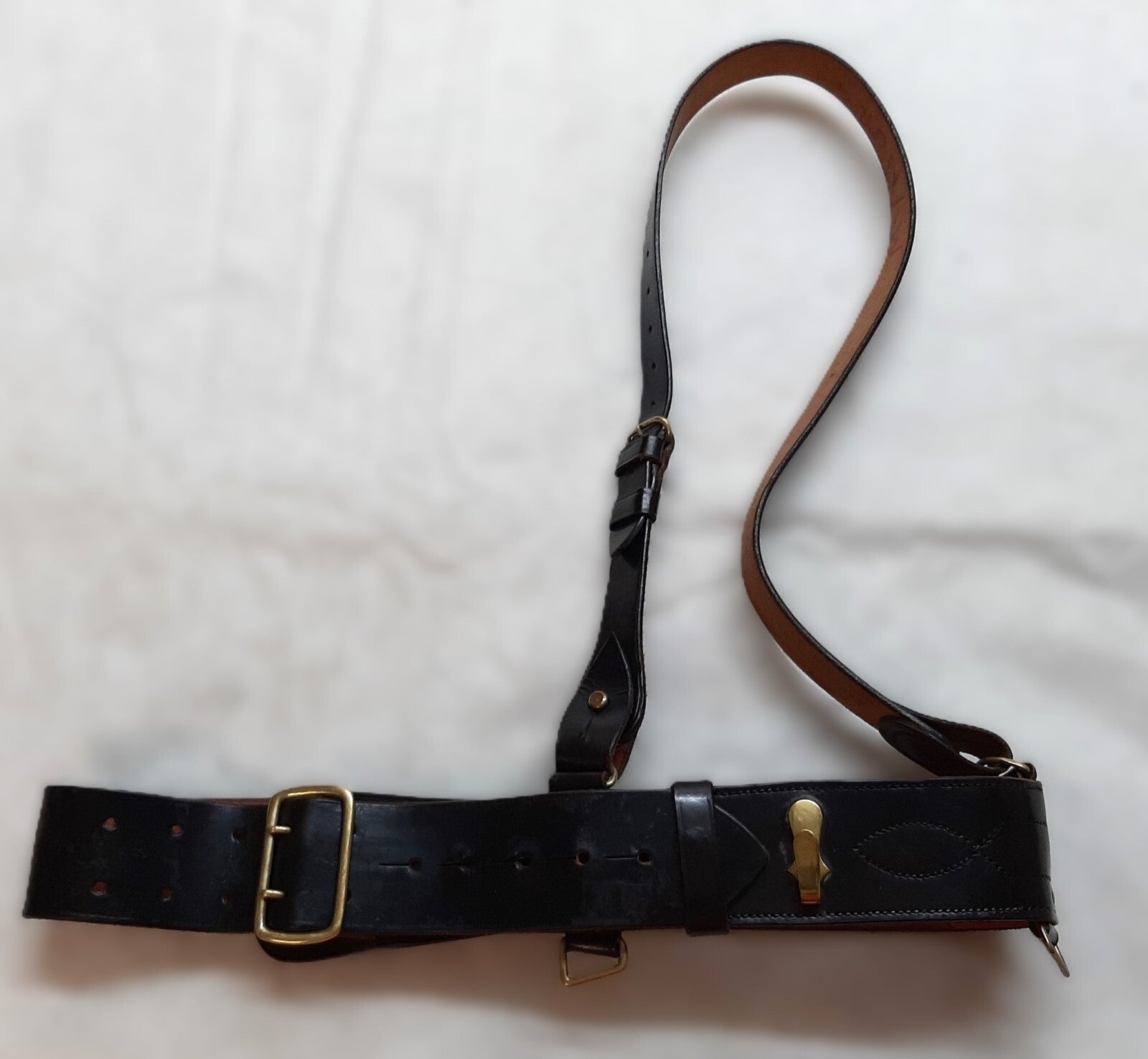 No1 Sam Browne British Waist Belt & Cross Strap Size 3 32"-36"