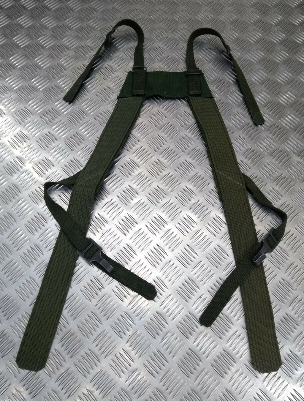 Genuine Vintage Army Issue Green Canvas Suspenders For webbing etc NEW - HHKSL