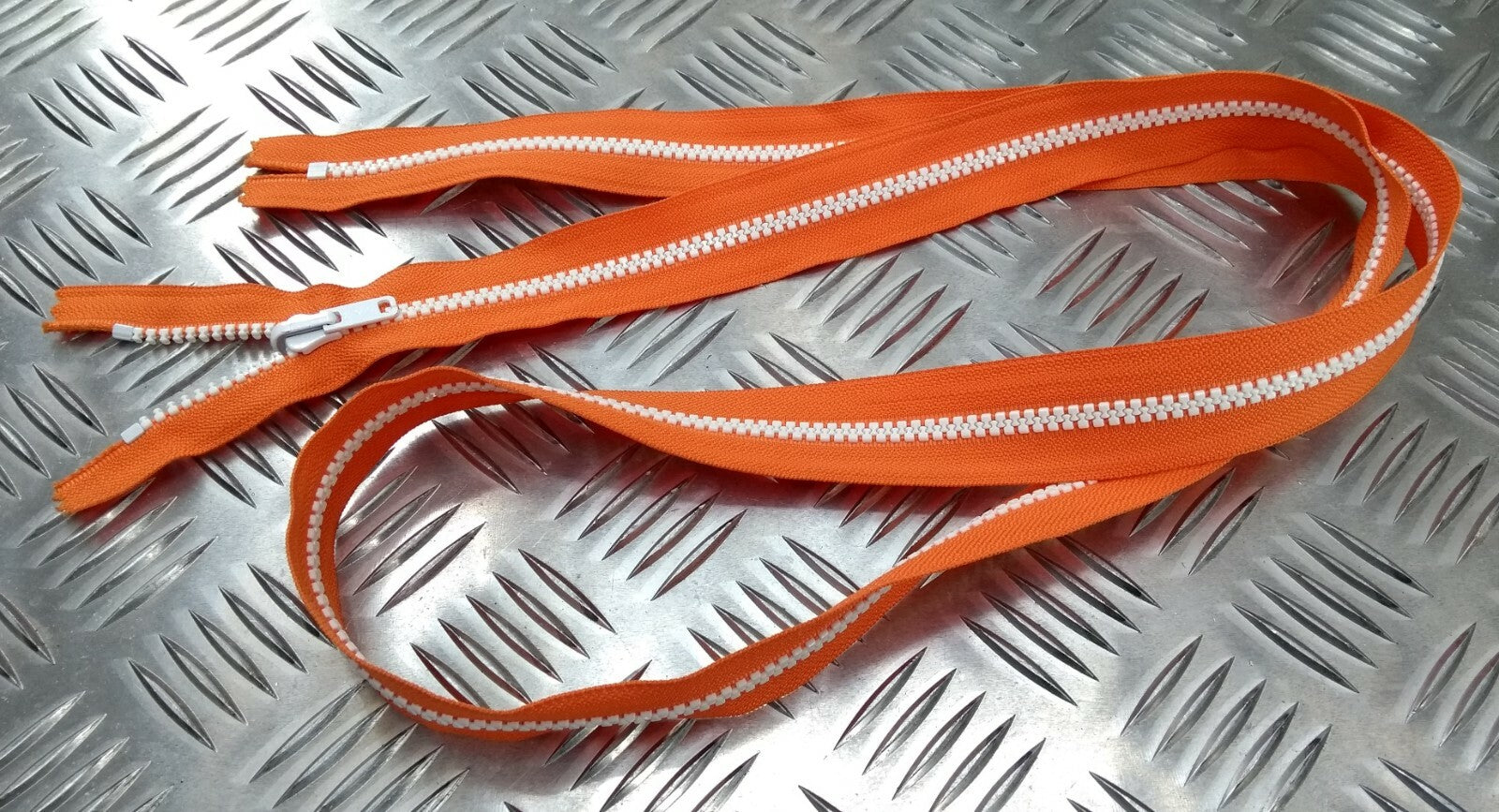 British YKK 136cm Closed End Orange & white Zip Zipper