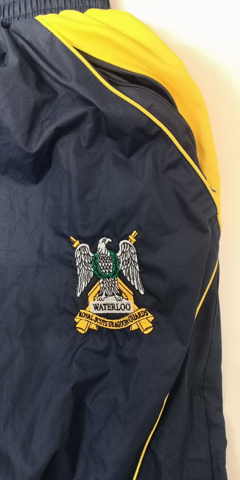 Royal Scots Dragoon Guards Insignia Blue & Yellow Waterproof Trousers Size Small