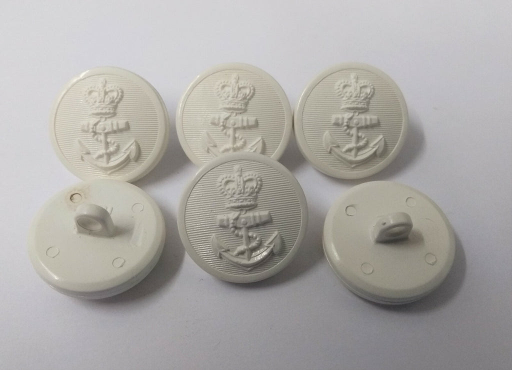 Genuine British Royal Navy RN White Nylon Naval Issue Dress Buttons 36L NEW