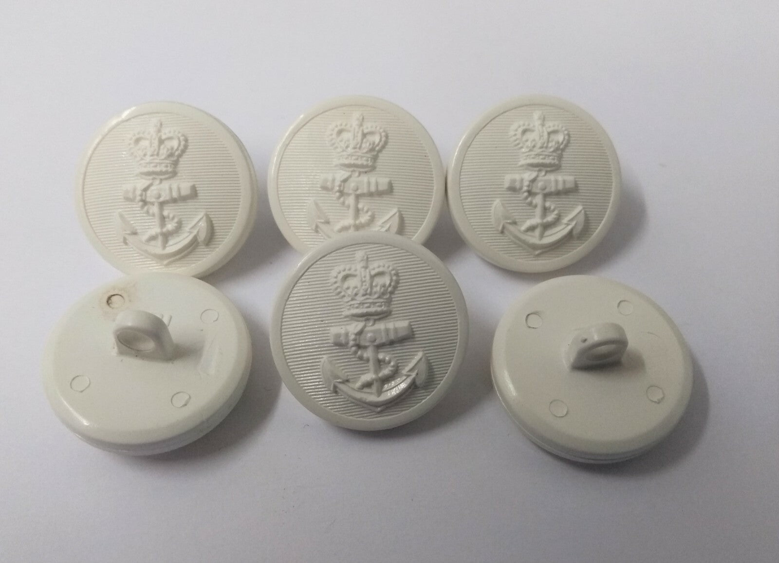 Genuine British Royal Navy RN White Nylon Naval Issue Dress Buttons 36L NEW