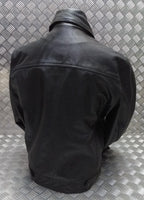 Leather Bomber Jacket Full Collar CWU Style Black Lined Casual Zip Front Coat